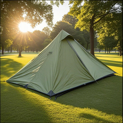1-Person Ultralight Pyramid Tent - Without Poles, Waterproof PU4000, Mesh Layers for Backpacking & Mountain Hiking