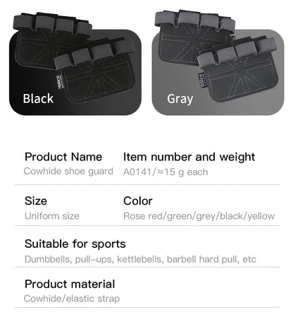 Cowhide weightlifting training gloves with palm protection for men's and women's fitness, gymnastics, grip strength, pull ups, a