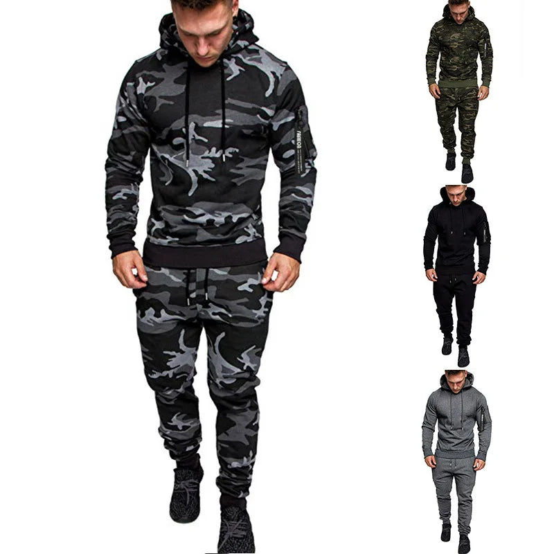 2023 new Men's Camouflage Tracksuit Sport Hoodies Pants Two Piece Set Outdoor Sports Suit Casual Jogging Suit Sweatshirts