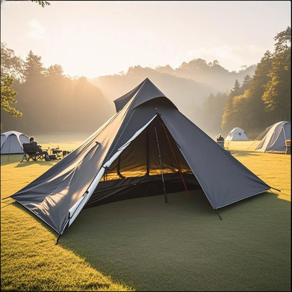 1-Person Ultralight Pyramid Tent - Without Poles, Waterproof PU4000, Mesh Layers for Backpacking & Mountain Hiking