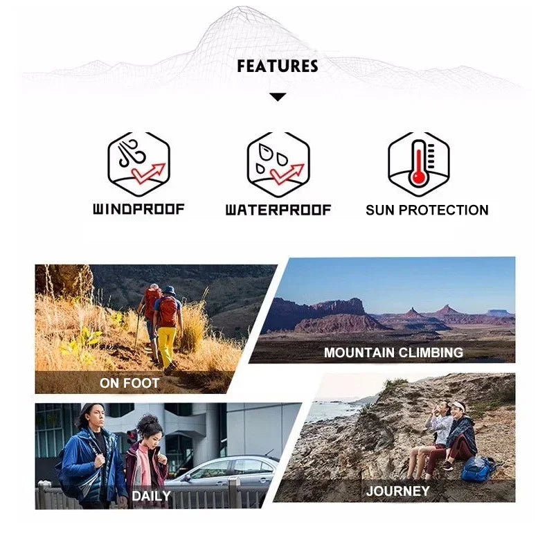 Camping Waterproof Jacket Men Women Windbreaker Men Raincoat Rain Jacket Men Waterproof Hiking Climbing Clothes Sun Protection