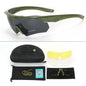 HD 3 Lens Tactical Cycling Goggles CS Airsoft Windproof Army Shooting Polarized GlassesMotorcycle Cycling Outdoor Sport