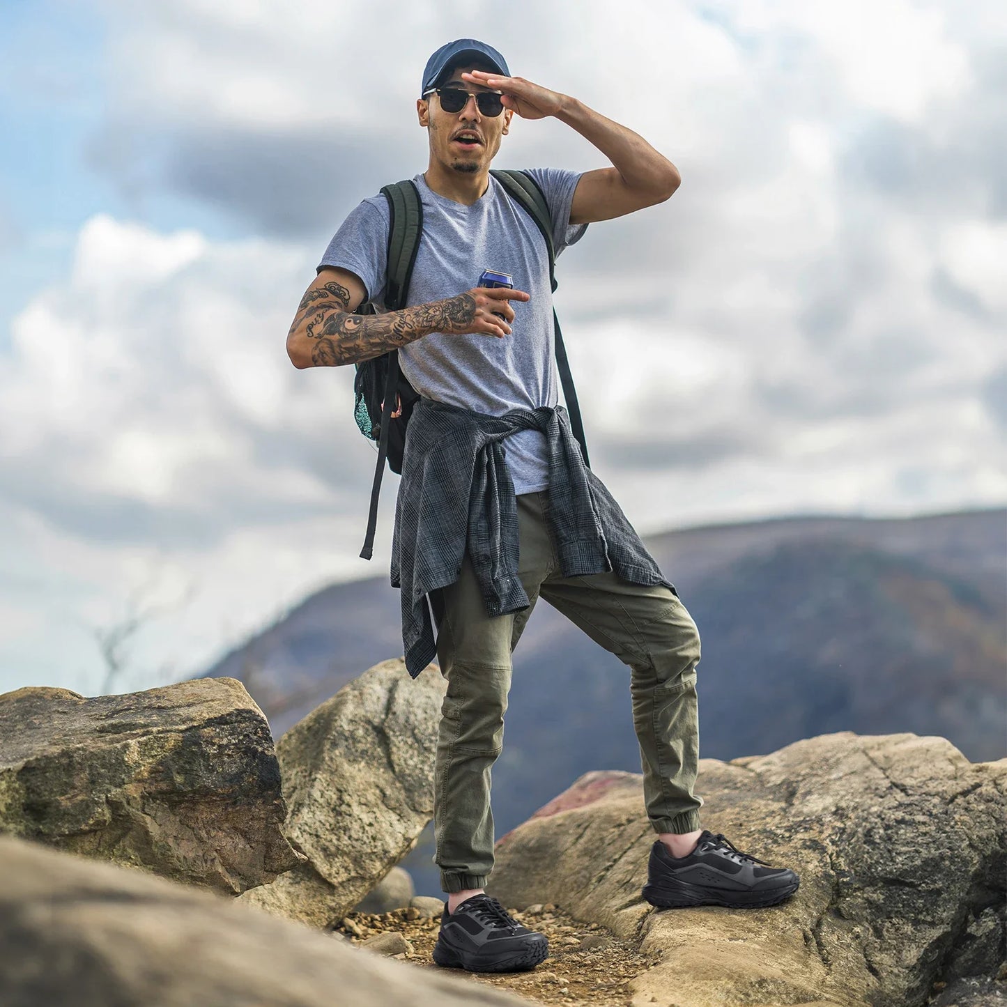 FitVille Men'S Extra Wide Walking Training Shoes Hiking Shoes Lightweight Casual Non-Slip Sports Shoes For Mountaineering