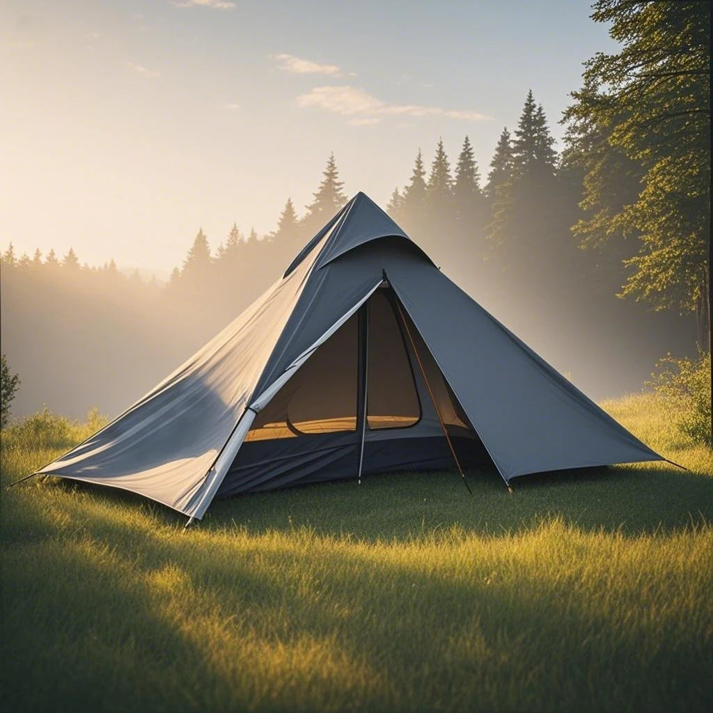 1-Person Ultralight Pyramid Tent - Without Poles, Waterproof PU4000, Mesh Layers for Backpacking & Mountain Hiking