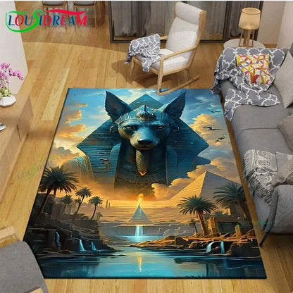 Egyptian Pharaoh- goddess-Runes Printed  Carpets Living Room Anti-Skid Area Rug Kids Bedroom Mats Yoga Mat Large Carpet Decor
