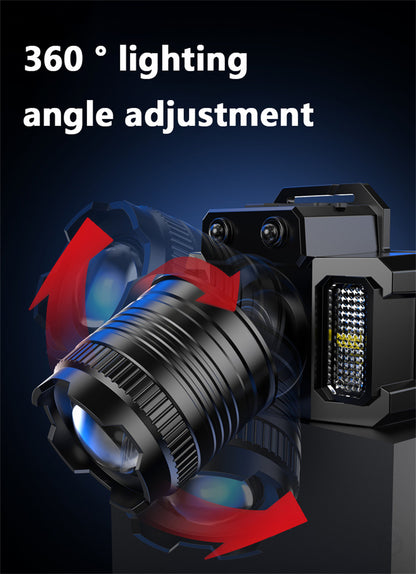 Zoomable LED Headlamp Usb Rechargeable Headlight Motion Sensor Waterproof Head Lamp Headlight Emergency Headlamp Head Work Light