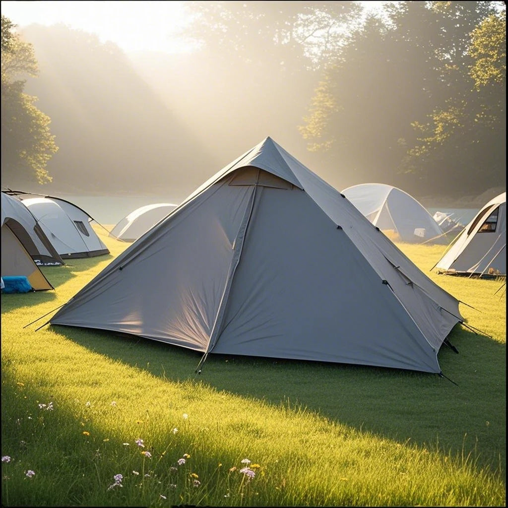 1-Person Ultralight Pyramid Tent - Without Poles, Waterproof PU4000, Mesh Layers for Backpacking & Mountain Hiking