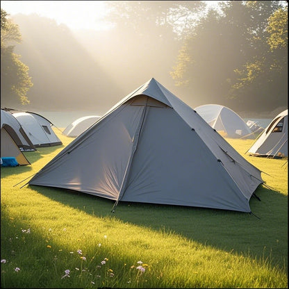 1-Person Ultralight Pyramid Tent - Without Poles, Waterproof PU4000, Mesh Layers for Backpacking & Mountain Hiking