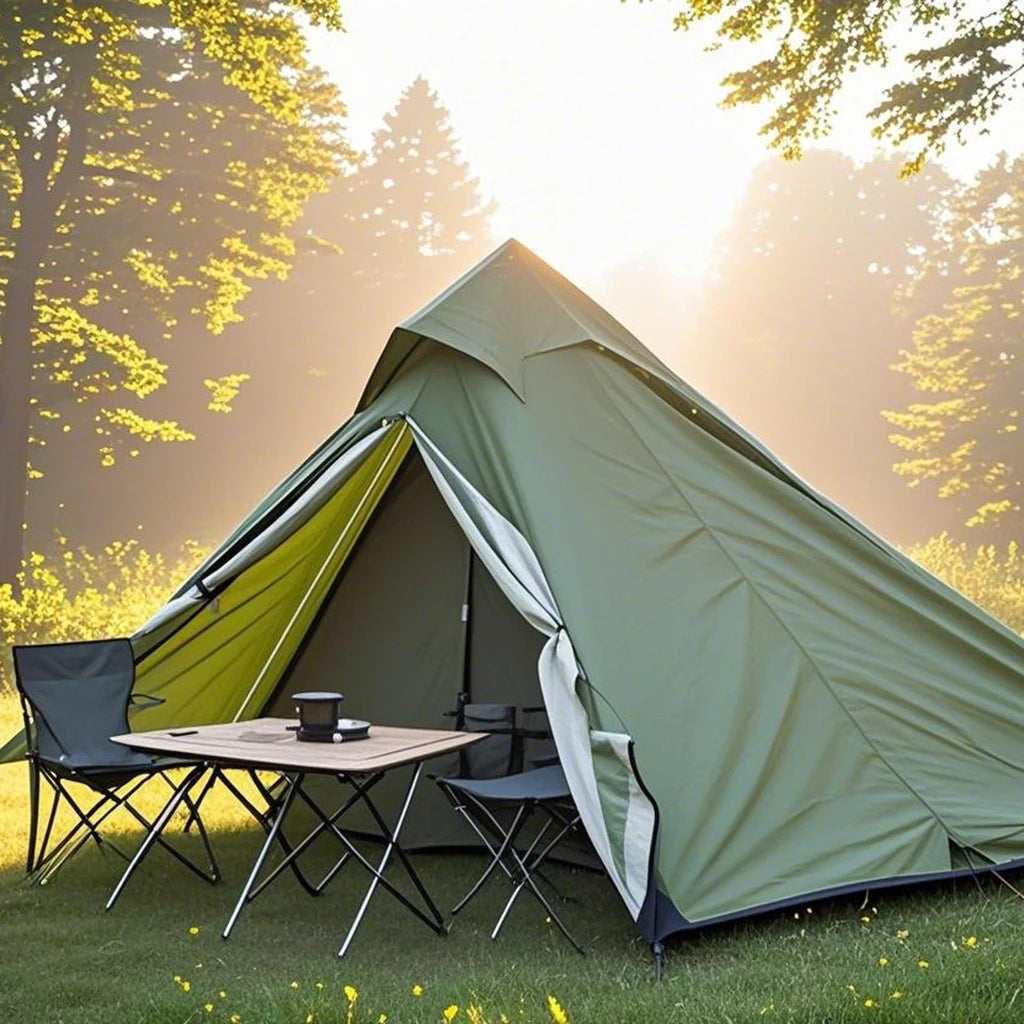 1-Person Ultralight Pyramid Tent - Without Poles, Waterproof PU4000, Mesh Layers for Backpacking & Mountain Hiking