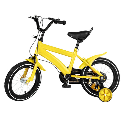 14" Children's Bicycle White/Red/Blue/Yellow Stabilized Child Training Bike with Handbrake Removable Wheels for Kids 3-6 Years
