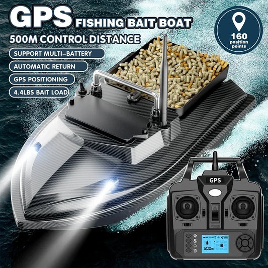 MBLN 5200mAh-30000mAh RC Bait Boat 500 Meters GPS 40 Point Positioning 1 Hoppers 2KG Automatic Return Fishing Bait Boat VX