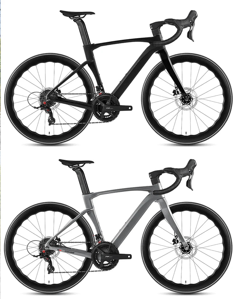 TWITTER CYCLONE Carbon Wheel Road Bike 2X12S SENSAH Derailleur Adult Men's Carbon Hydr Disc Bicycle With Inner-Cables Routing