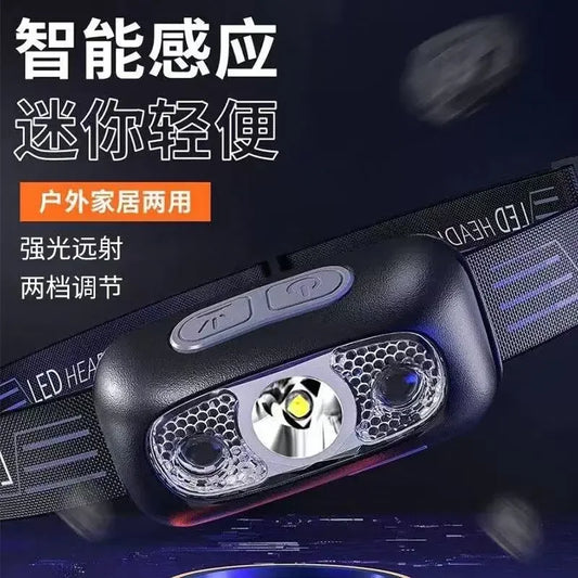 Strong Light Headlamp Portable LED Sensor Headlamp USB Rechargeable Head Flashlight Outdoor Camping Fishing Emergency Lantern