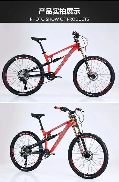 26 inch soft tail mountain bike  air pressure shock absorption outdoor bicycle 11-speed MTB oil brake downhill off-road racing