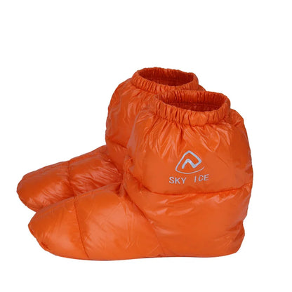 Winter Outdoors Shoe Covers White Duck Down Camping Slippers Warm Socks for Sleeping Bag Indoors Warm Boots Waterproof