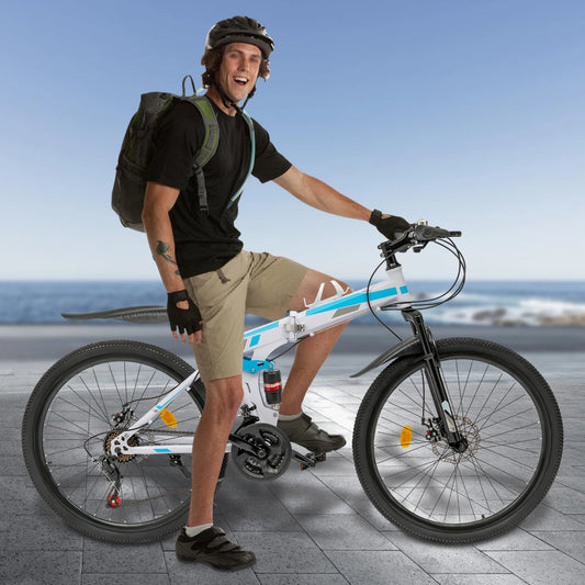 26 Inch Mountain Bike, 21 Speed Folding Bike, Foldable Bicycle for Daily Commuting, Fitness, Off-Road Challenges, Competition