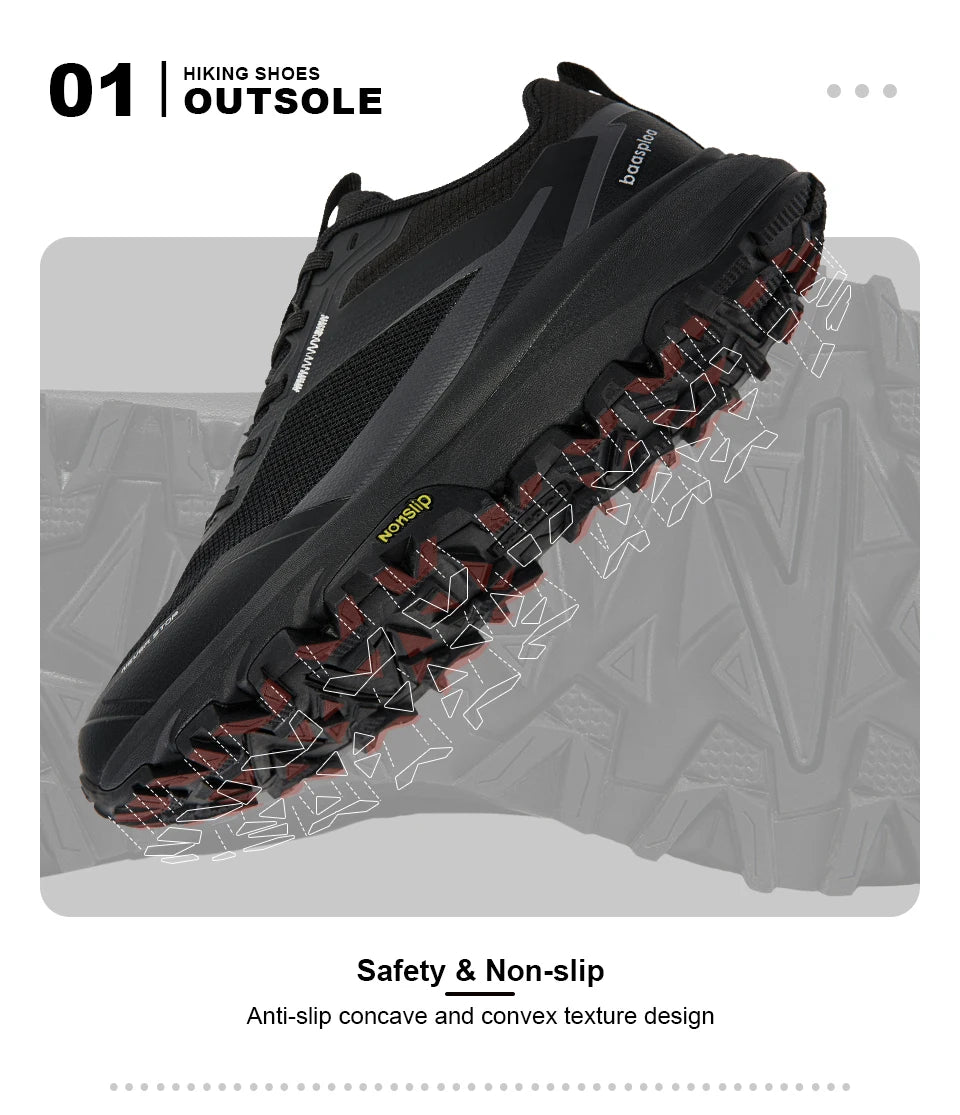 Bassploa Men Hiking Shoes New Fashion Lightweight Outdoor Sneakers Men Walking Shoes Comfort Non-Slip Wear Resistant Outdoor
