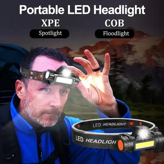 LED Headlamp USB Rechargeable Flashlight Headlight Outdoor Camping High Power LED Waterproof Adjustable Headlamp Fishing Hiking