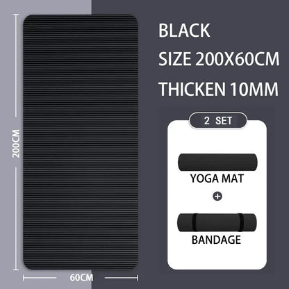 Thickened 15mm NBR Yoga Mat Double-sided Anti Slip Sports Fitness Mat Sports Yoga and Pilates Gymnastics Mat Fitness Equipment
