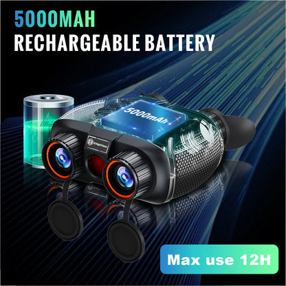 1000m 8K Night Vision Binoculars 3D VR Infrared Night Vision 6X Digital Zoom 5000mAh Battery,Compass, for Camping Hiking Concert