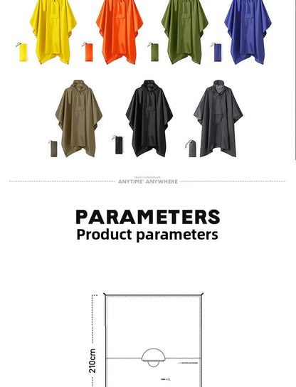 3-in-1 outdoor raincoat Hooded sleeve waterproof poncho Camping hiking Raincoat tent motorcycle rain cover