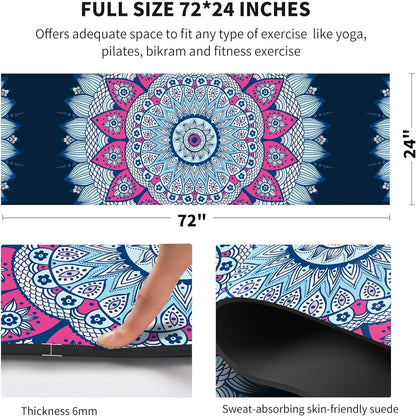 Ultimate Workout Mat - Beautiful Extra Thick TPE Yoga Mat with Non Slip Surface and Carrying Bag - 6MM Thick, 72"x24" Size - Ide