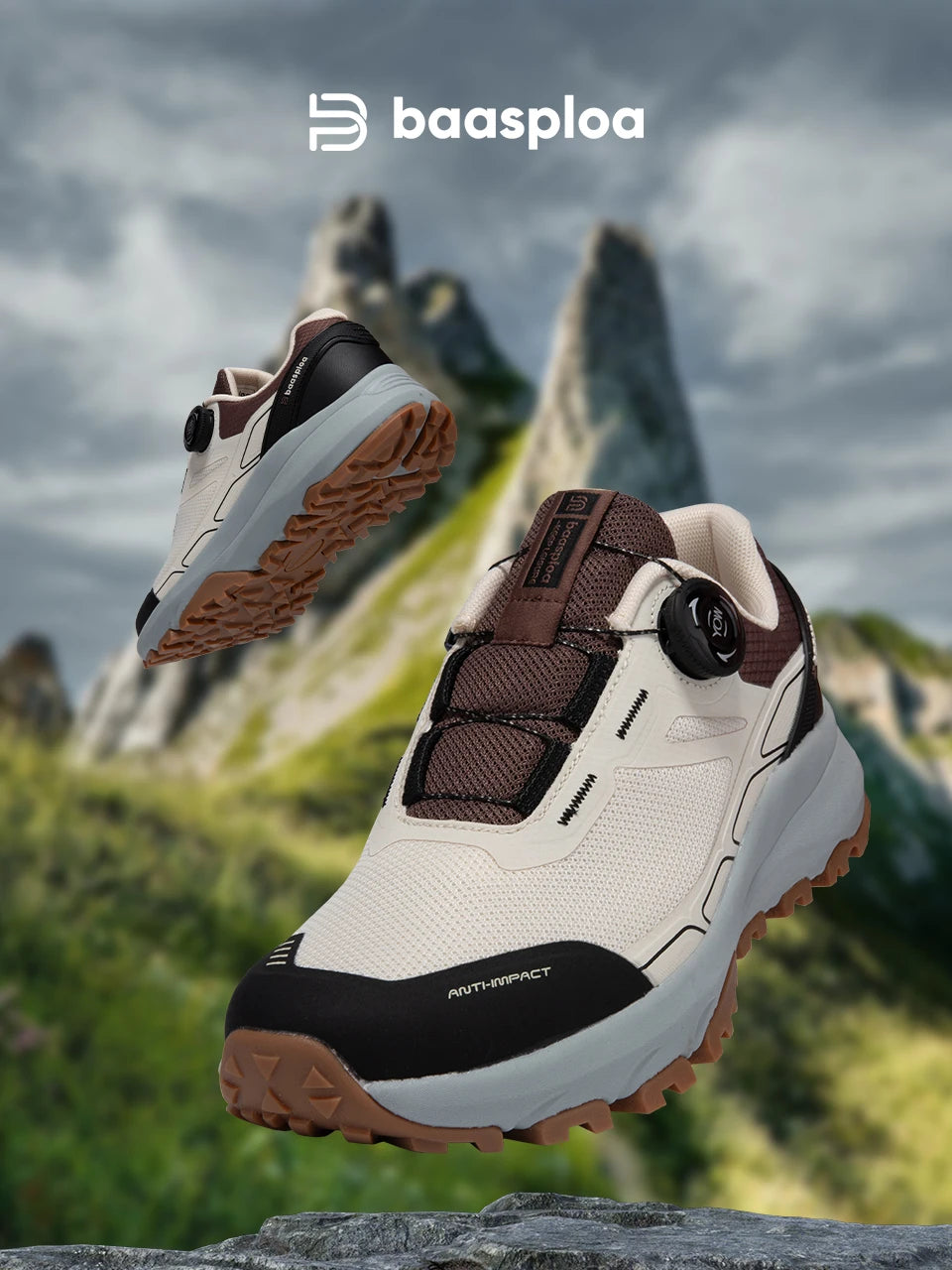 Baasploa Men Hiking Shoes Outdoor Climbing Mesh Breathable Travel Walking Shoes Male Non-Slip Wear Resistant Comfortable Sneaker