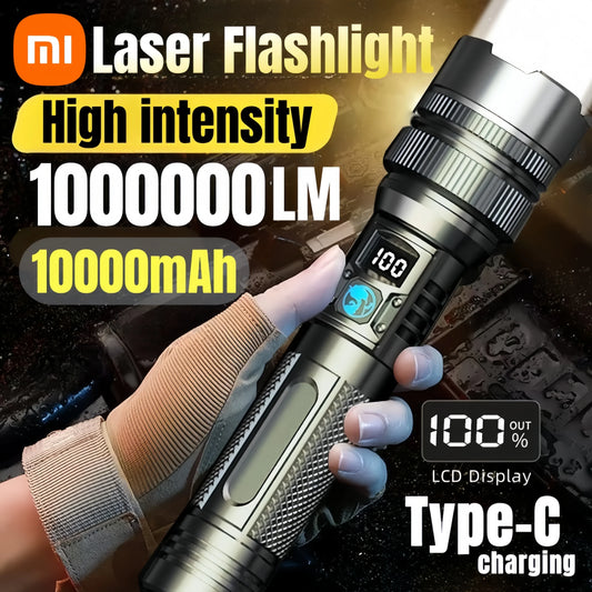 Xiaomi 1000000LM Super Bright LED Flashlight Rechargeable USB-C Digital Display IPX8 Waterproof Long Lasting Camping Emergency