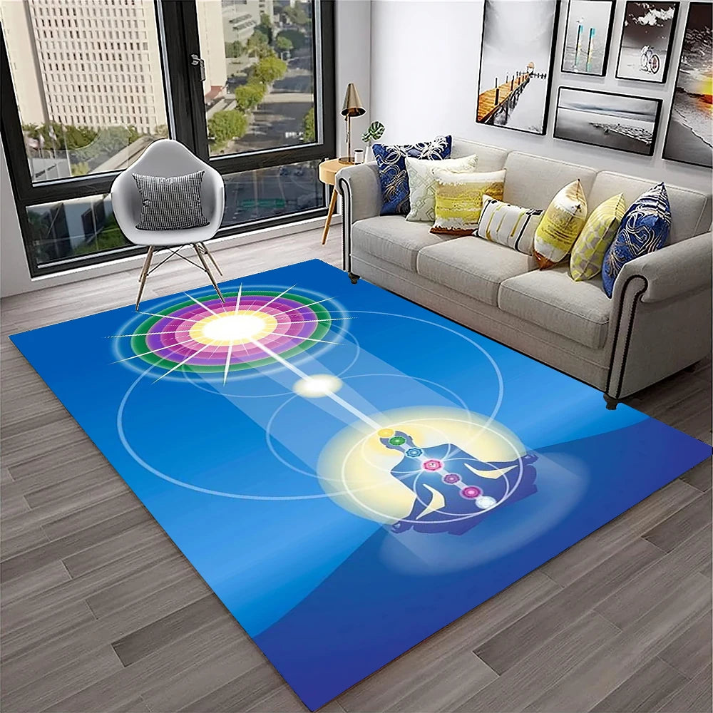Rainbow 7 Chakra Yoga Meditation Soft Carpet Rug for Home Living Room Bedroom Sofa Doormat Decor,Area Rug Non-slip Floor Mat