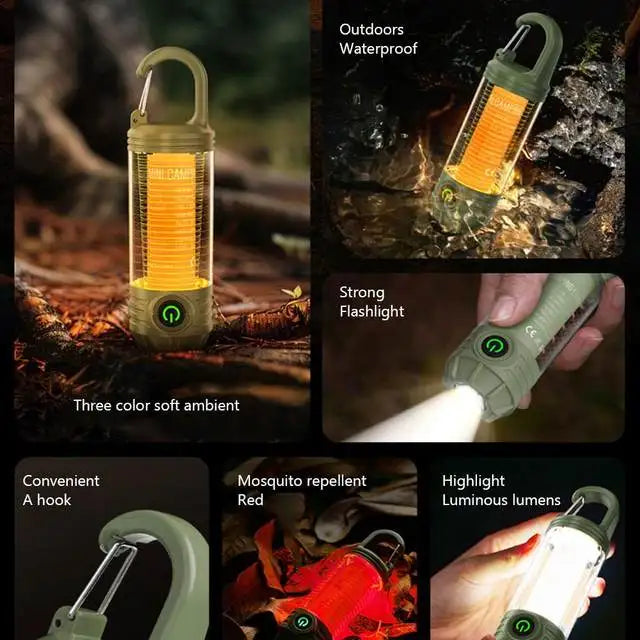 1000LM Super Bright Outdoor Hiking Fishing Tent Lamp 1200mAh Rechargeable Dual Light Source Tent Light Outdoor Camping Lantern