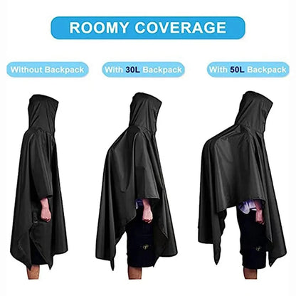 Outdoor 3in1 Hooded Waterproof Military Raincoat Poncho Motorcycle Camping Hiking Travel Rain Cover Tent
