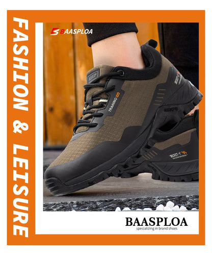 Baasploa New Man's Hiking Shoes Fashion Waterproof Male Outdoor Sneakers Comfortable Shoes Men Anti-Slip Wear-Resistant Footwear