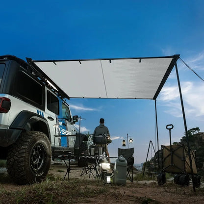 Car Side Off Road Awning 8.2 x10ft,Waterproof Pull-Out for Camping 5000mm PU Adjustable Height Retractable Roof Rack for Vehicle