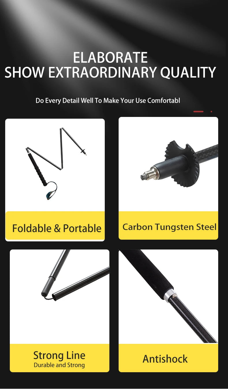 110g 120g 130g Turstaver i Karbonfiber Ultralette Turstaver Sammenleggbare Vandrestaver Bærbare Turstaver Campingtur