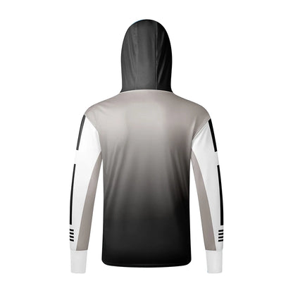 Men's casual hooded fishing suit with face mask quick drying long sleeved sun protection outdoor fishing hiking clothing