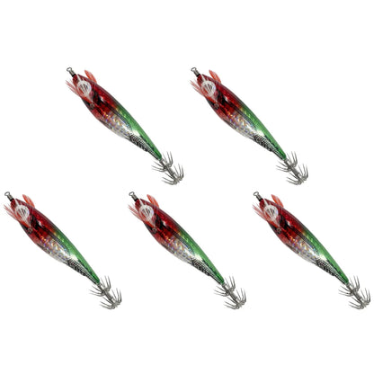 1/5PCS Laser Luminous Floating Horizontal Wood Shrimp Egi Lure Squid Jigging Shrimp Hook Octopus Cuttlefish Night Fishing Baits