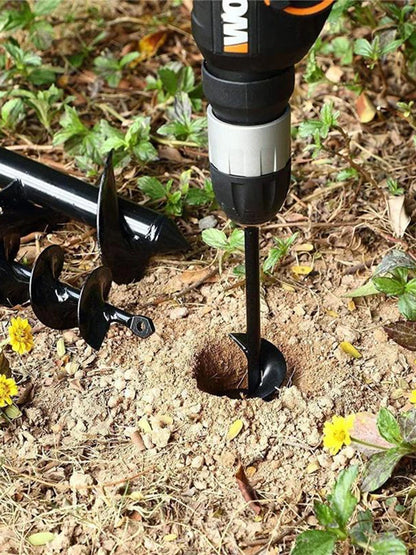 Garden Auger Drill Bit for Planting Solid Shaft Bulb Auger,Heavy Duty Garden Auger Spiral Drill Bit for Auger Post Hole Digger