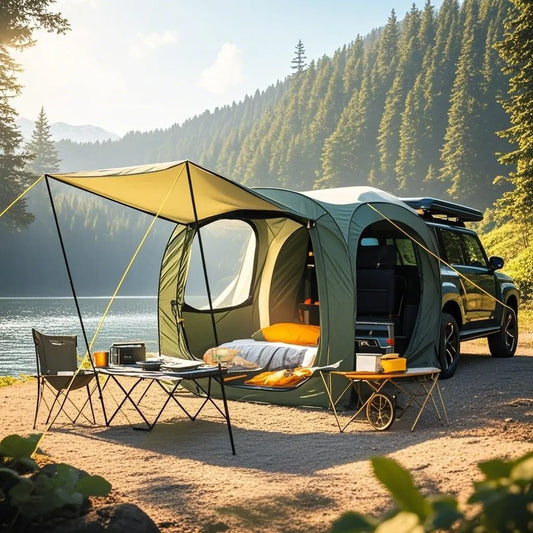 Waterproof Automatic Car Tent: 4-Person Pop-Up Tailgate Tent for SUV & Trailer | Quick Deploy Canopy with Anti-Rain Shield