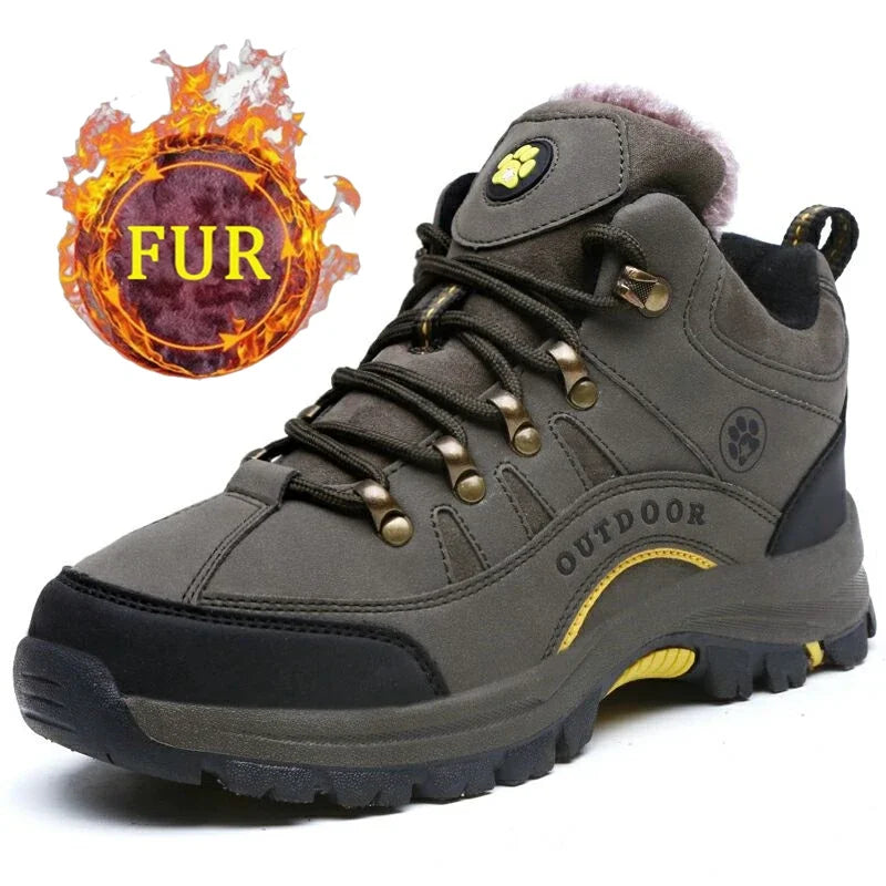 Unisex Winter Plush High Top Hiking Shoes Women Outdoor High Quality Keep Warm Snow Casual Sneakers Men Non-slip Trekking Boots