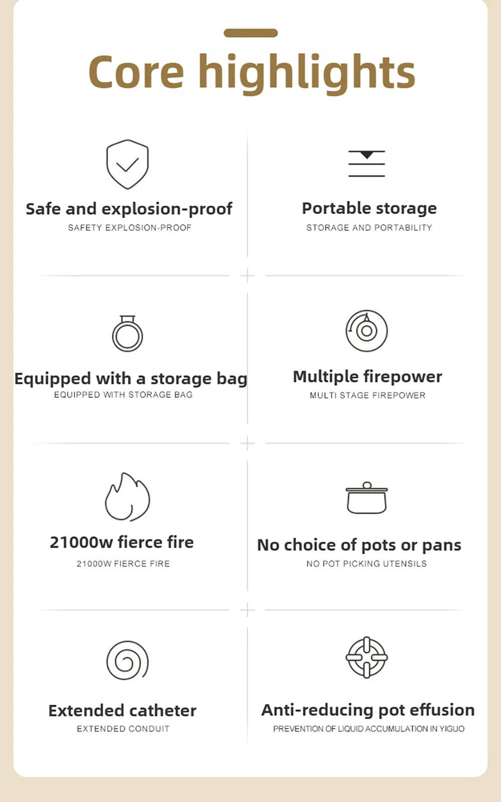 21000W 7-Core Camping Stove High-Power Strong Fire Windproof Electronic Ignition Tourist Gas Stove Burner for Cooking Picnics