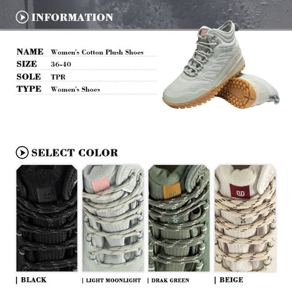 Baasploa Winter Women Sneakers Plush Warm Snow Boots Non-Slip Waterproof Shoes Women Outdoor Boots Walking Shoes