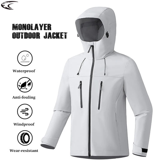 LNGXO Women Men Waterproof Jacket Hiking Camping Trekking Windbreaker Unisex Outdoor Sporty Rain Coat Hooded Climbing Clothes