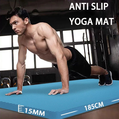 Thickened 15mm NBR Yoga Mat Double-sided Anti Slip Sports Fitness Mat Sports Yoga and Pilates Gymnastics Mat Fitness Equipment