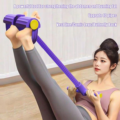 10-Tube Yoga Pedal Puller Woman Resistance Bands Abdomen Waist Arm Training Elastic Pull Rope Fitness Equipment