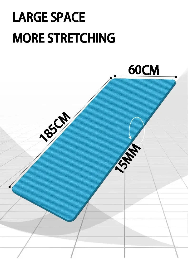 Thickened 15mm NBR Yoga Mat Double-sided Anti Slip Sports Fitness Mat Sports Yoga and Pilates Gymnastics Mat Fitness Equipment