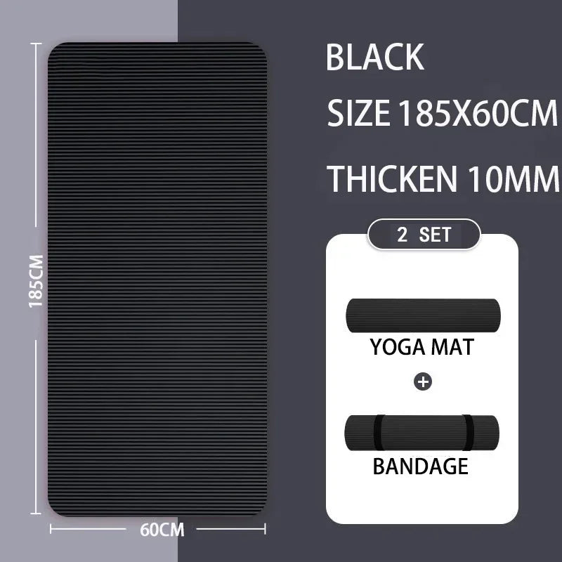 Thickened 15mm NBR Yoga Mat Double-sided Anti Slip Sports Fitness Mat Sports Yoga and Pilates Gymnastics Mat Fitness Equipment