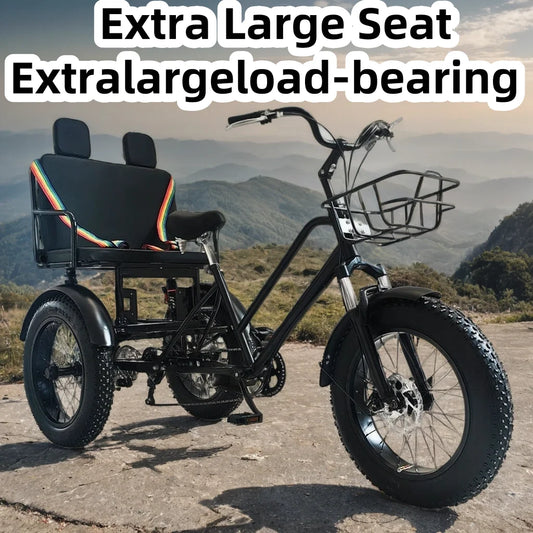 3-wheeled bicycle, hydraulic shock absorption, super large seat, tricycle, 20-inch bicycle 7 Speed elderly, loadable, vegetables