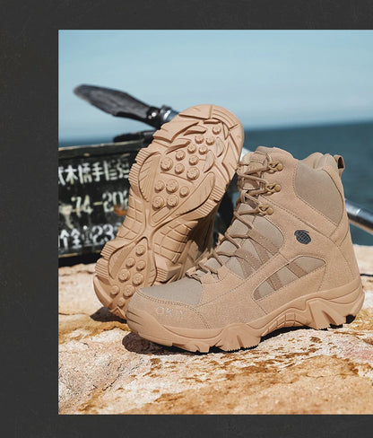 Hiking Men Shoes Mid-top Outdoor Comfortable Anti-slip Combat  Boots Men Shoes Thick-soled Sporty Keep Warm Casual Men Shoes