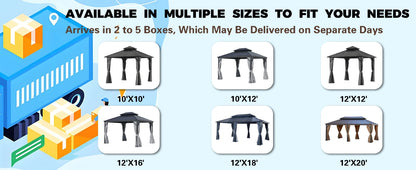 12 * 12FT Patic Gazebo with Steel Canopy,Outdoor Permanent Hardtop Gazebo Canopy for Patio, Garden, Backyard (12X12FT)