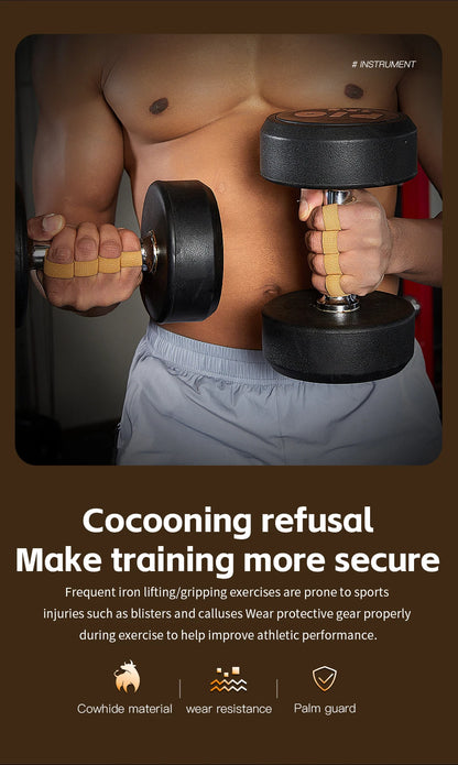 Cowhide weightlifting training gloves with palm protection for men's and women's fitness, gymnastics, grip strength, pull ups, a